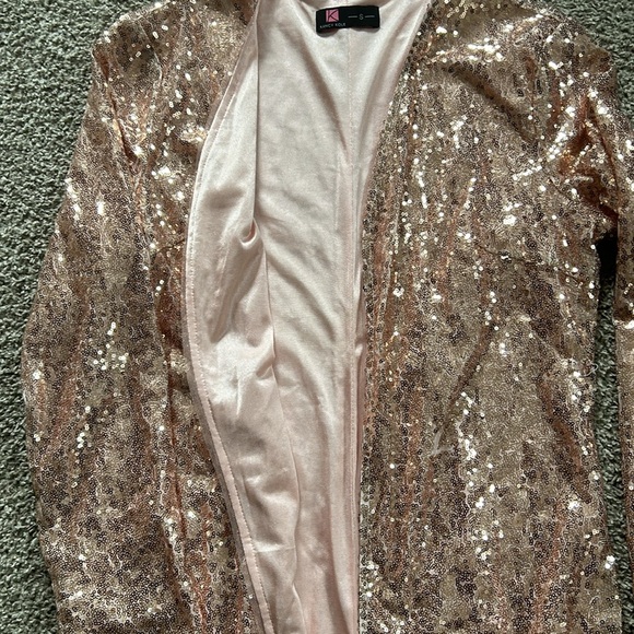 PINK Champagne Sequin SMAL Kancy Kole Long Cardigan - Picture 2 of 3
